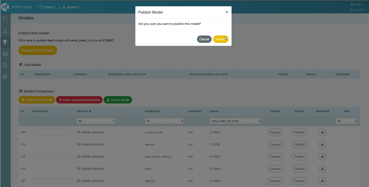 Publish your model step platfom picture